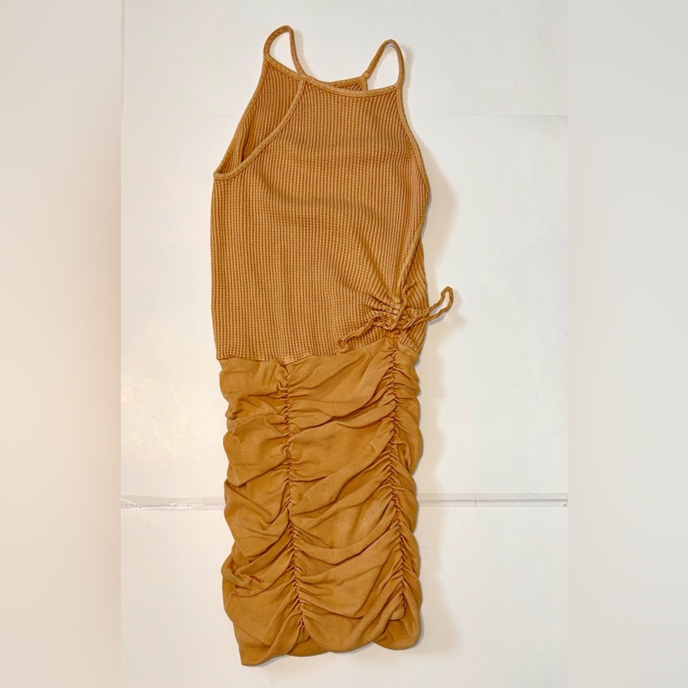 Ruched Mini Dress in Mustard